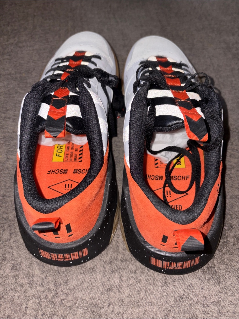 MSCHF Men's White & Orange Athletic Sneakers - Picture 3 of 3